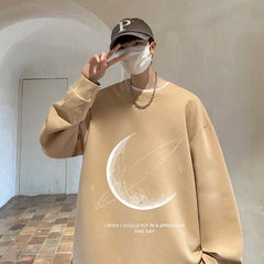 Threebooy Men's Oversized Swetshirts Graphic Print Loose Pullovers Hio-hop Streetwear Harajuku Male Clothing Large Size Crew Neck Tops