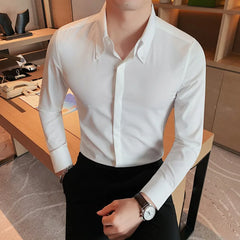 Threebooy High Quality Summer Men Dress Striped Shirts Short Sleeve Fashion Korean Slim Fit Casual Business Formal Wear Blouse Homme