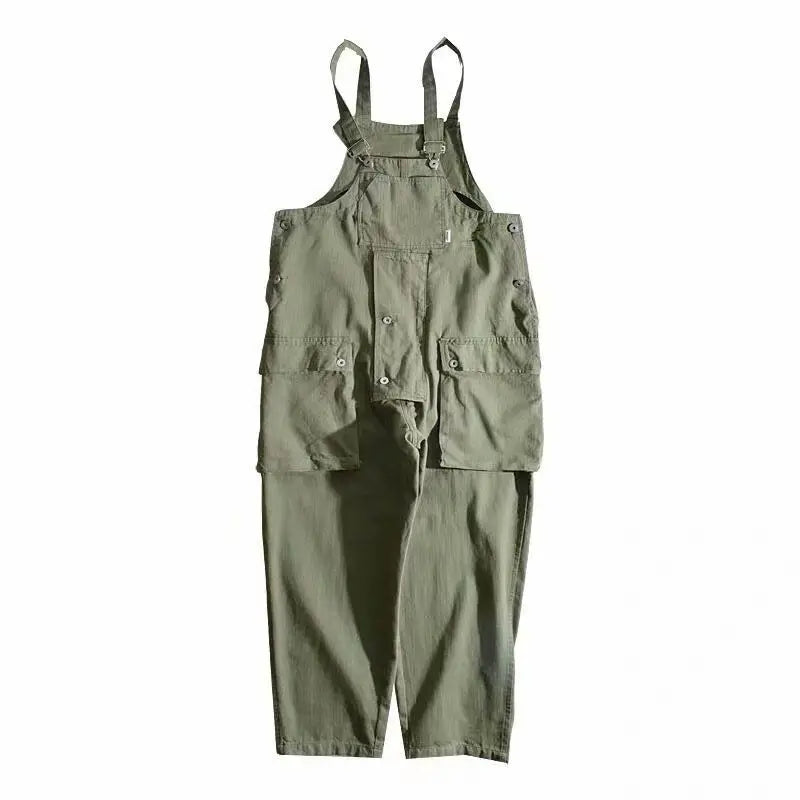 Threebooy Japanese Retro Loose Work Clothes Overalls Korean Jumpsuit High-end Men's Hip-hop Wide-leg Vintage Suspender Pants