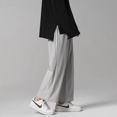 Threebooy  Ice silk wide-leg men's summer thin style Korean casual and trendy Japanese straight trousers