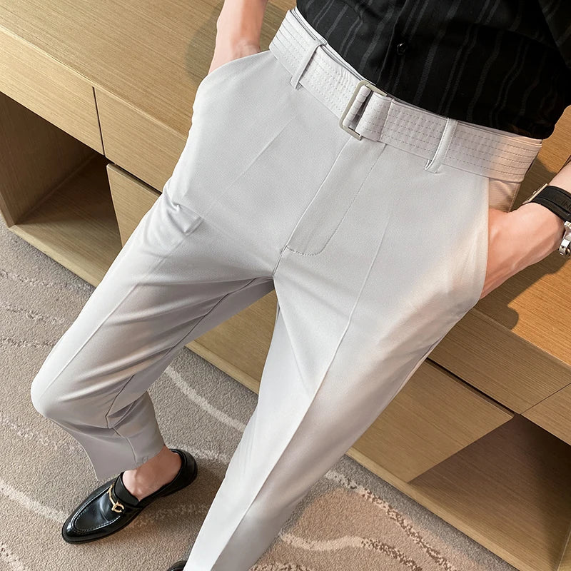 Threebooy Men Spring High Quality Leisure Blazer Pants/Male Summer Leisure Fashion Business Trousers Plus Size 28-36