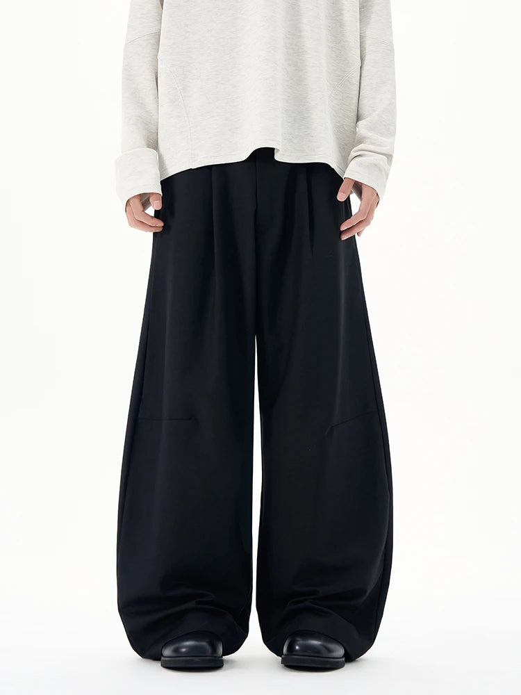 Threebooy Autumn Men's Loose Suit Pants Commuting Business Casual Classic Gray Black Wide Legs Trousers Oversized Simple Style Clothes