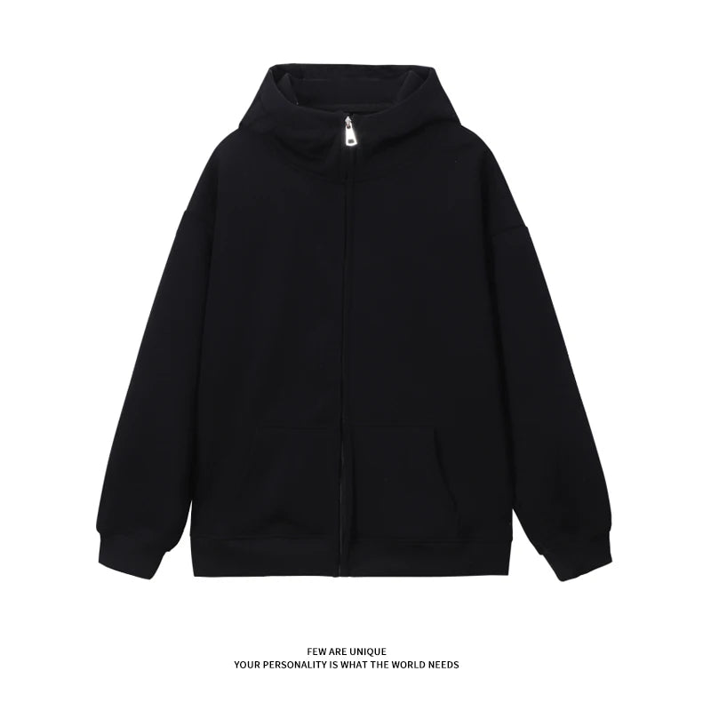 Threebooy  Casual Men's Cotton Sweatshirt Solid Color Casual Zipper Cardigan Coat Simple Fashion Harajuku Loose Male Youth Sweatshirt