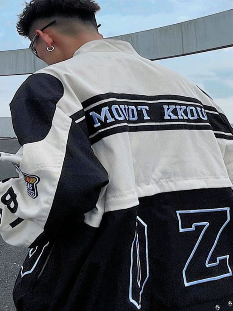 Threebooy American Retro Racing Jacket Handsome Detachable Function Racing Suit Jacket Men Loose Niche Button Up Baseball Uniform