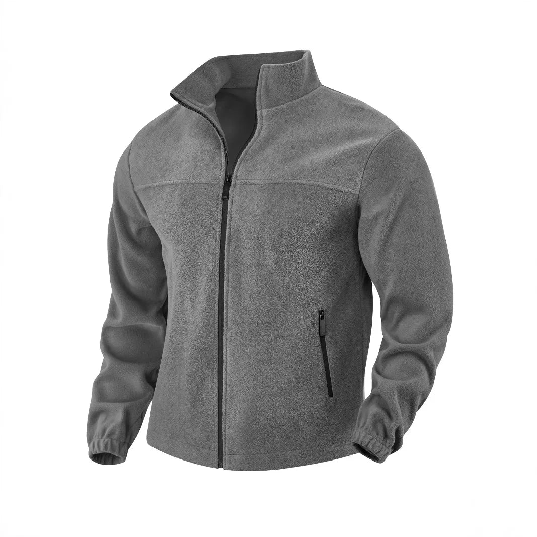 Threebooy  Men's Spring Fall Winter New Polar Fleece Jacket Zip Up Stand Collar Windproof Outdoor Casual Outerwear for Daily Hiking Wear