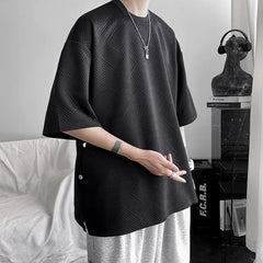 Threebooy Summer Short Sleeve T-shirt Men Fashion 3 Colors Oversized T Shirt Men Streetwear Korean Loose Hip Hop O-Neck Tshirt Mens Top