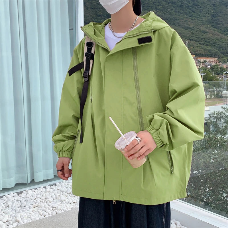 Threebooy Hooded Jackets Loose Fitting Men's Clothing  Korean Style Clothes Outerwear Man Hoodie Spring Popular Coats Models 2024