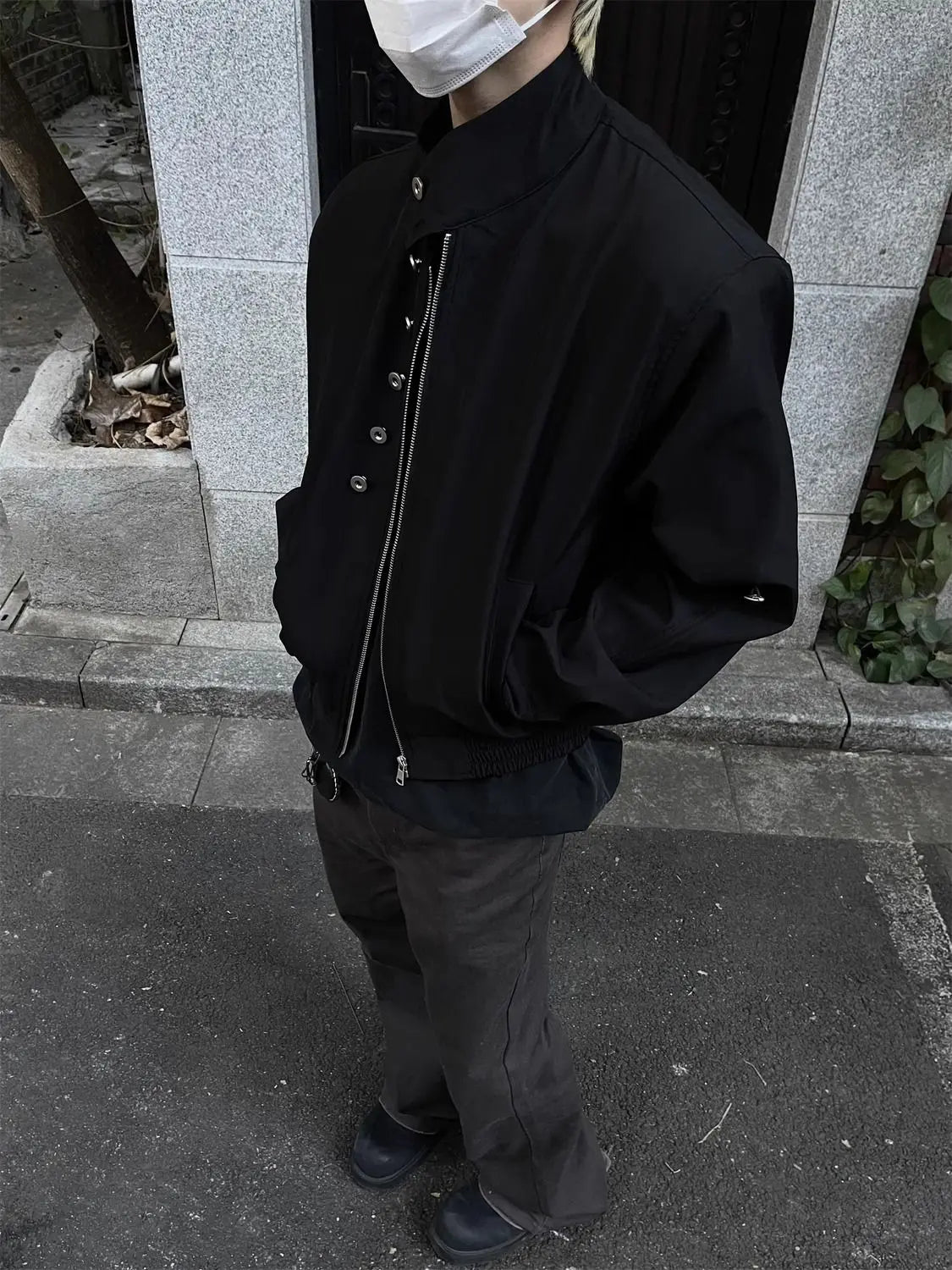 Threebooy American Retro Multi-button Stand Collar Design Jacket Men Korean Hip Hop Coat High Street Hip-hop Solid Color Classic Jacket