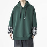 Threebooy Spring Hooded Patchwork Men Pullovers Retro Vintage Hoodies Drawstring Sweatshirt Unisex Tops Large Size 3XL