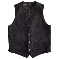 Threebooy  Men Vest Brown Herringbone Single Button Waistcoat Vintage Regular Slim For Wedding Banquet Work Business Casual Men Suit Vest