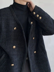 Threebooy American Elegant Blazer Coat Autumn Winter High-end Wool Suit Men's Korean Style Loose Double-breasted Suit Vintage Jacket Chic