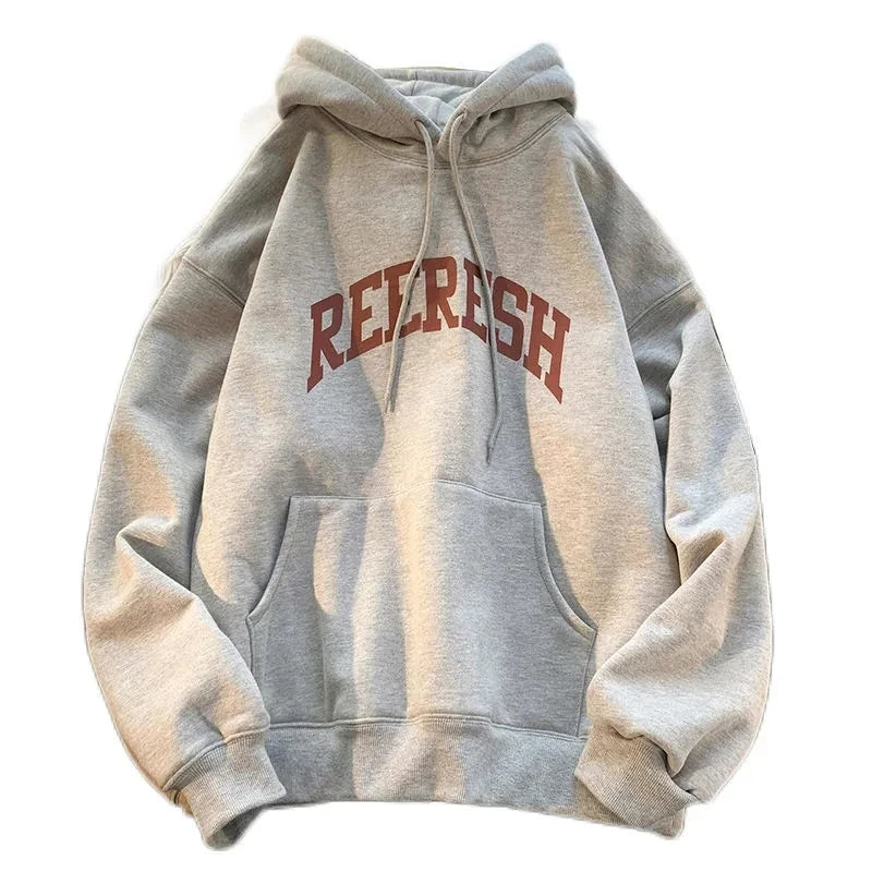 Threebooy 100% Cotton Men's Hoodies American Letter Hip Hop High Street New In Sweatshirts 2024 Autumn Y2K Couple Vintage Oversize Hoodies