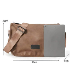 Threebooy  Vintage Fashion Crossbody Bags Men Large Capacity Men Crossbody Shoulder Bag PU Leather Messenger Bag Casual Outdoor Satchels