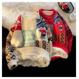 Threebooy Christmas Sweater Men's Winter Plush Thickened Warm Knit Shirt American Loose Fashion Couple costume Sweater