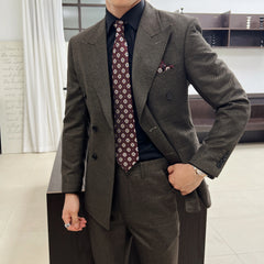 Threebooy  High-quality, fashionable, stylish, versatile and trendy wedding dress sets, dinner sets, men's slimming double-breasted suit se