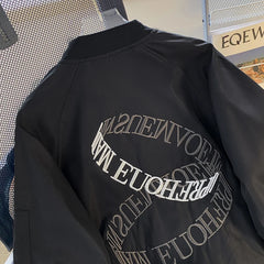 Threebooy American Casual Jacket Vintage Letter Embroidery Bomber Jacket Men's Spring Autumn High Street Vibe Casual Baseball Uniform Coat