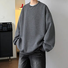 Threebooy Checkered Hoodie Men Fashion Casual Pullover Sweatshirt Men Oversized Streetwear Hip-hop Loose Round Neck Hoodie Mens Mens