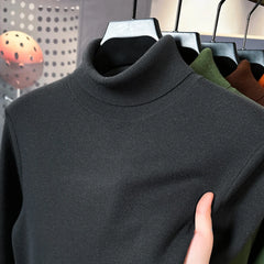 Threebooy Autumn and Winter New High Neck Thick Silk Cashmere Solid Color Flat Sweater Two Lapel Blended Sweater Solid Color