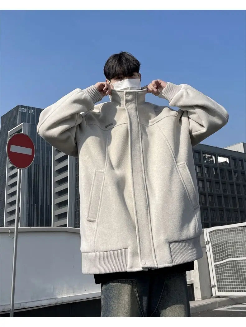 Threebooy Korean Spring and Autumn High Street Men and Women Trendy Personalized Fake Two Piece Jacket Couple Loose Retro Casual Handsome