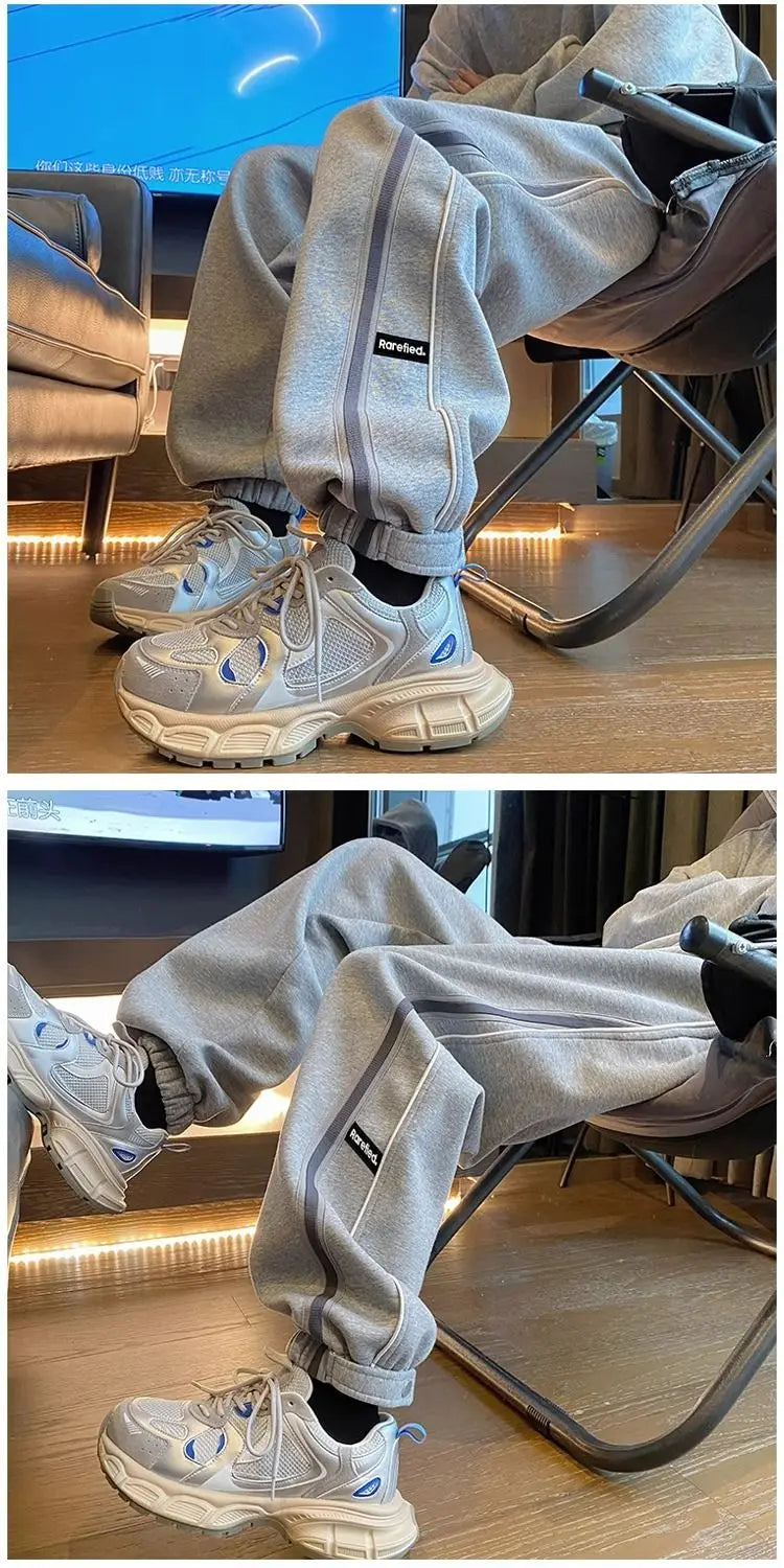 Threebooy Hong Kong Style Street Pants Spring and Autumn Style Personalized Spliced Trousers Youth Trendy College Style Versatile Trousers