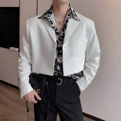 Threebooy Spring New Korean Version Of The Casual Short Street Style Solid Color Lapel Suit Jacket Men's Trend Design Suit