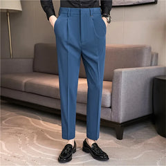 Threebooy  Autumn Winter Thick Woolen Men's Pants Fashion Casual Business Dress Pants Slim Fit Office Social Trousers Pantalon Homme