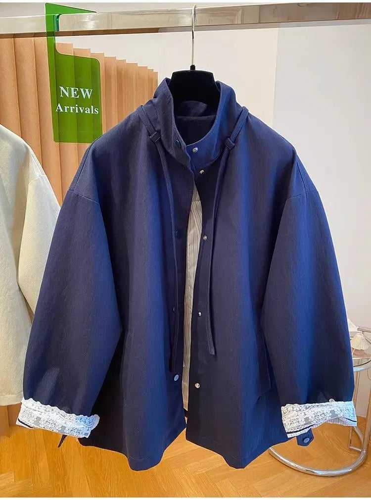 Threebooy Korean Simple High-end Windbreaker Short Jacket Women Loose Spring Autumn New Style Small Fashion Trend Baseball Jacket