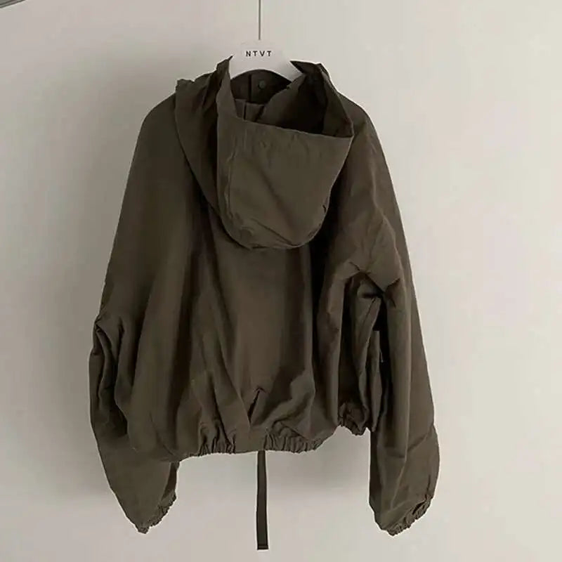 Threebooy  New Style Hooded Jacket Spring Loose Trend Cargo Jackets Zipper Solid Color Fashion Tide Casual Men's Clothing