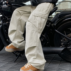 Threebooy Autumn Big Pocket Men's Cargo Pants Japanese Y2k Harajuku Loose Straight Wide Leg Trousers Baggy Pants Man Hip Hop Sweatpants