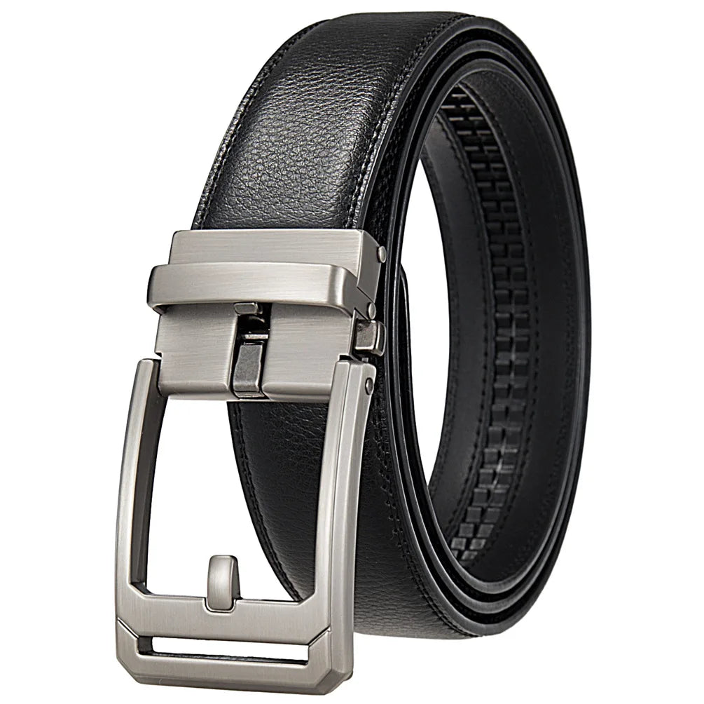 Threebooy  3.5cm Top Quality Men's Automatic Buckle Belt Fashion Luxury Designer Male Belt Black White Mens Belts Casual