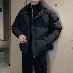 Threebooy Winter Jacket Men Two Fake Pieces Puffer Parkas Fashion Oversize Thicken Warm Zipper Jackets Casual Hiphop Overcoat Men Clothing