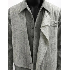 Threebooy American High-end Bomber Jacket Fake Two-piece High Street Trend Top Korean Lapel Solid Color Cleanfit Design Jacket Aesthetic