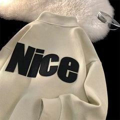 Threebooy  Half Turtleneck Zipper Sweatshirt Men's Spring High Street American Retro Jacket Design Niche High-end Trend Spring Autumn Top