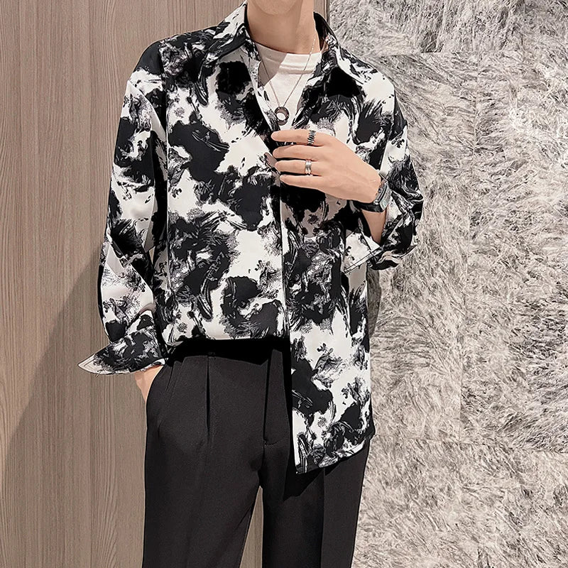 Threebooy Floral Print Casual Shirts For Men Clothing Vintage Man Shirt Long Sleeve 3XL-M 2023 New Arrivals camisas de hombre