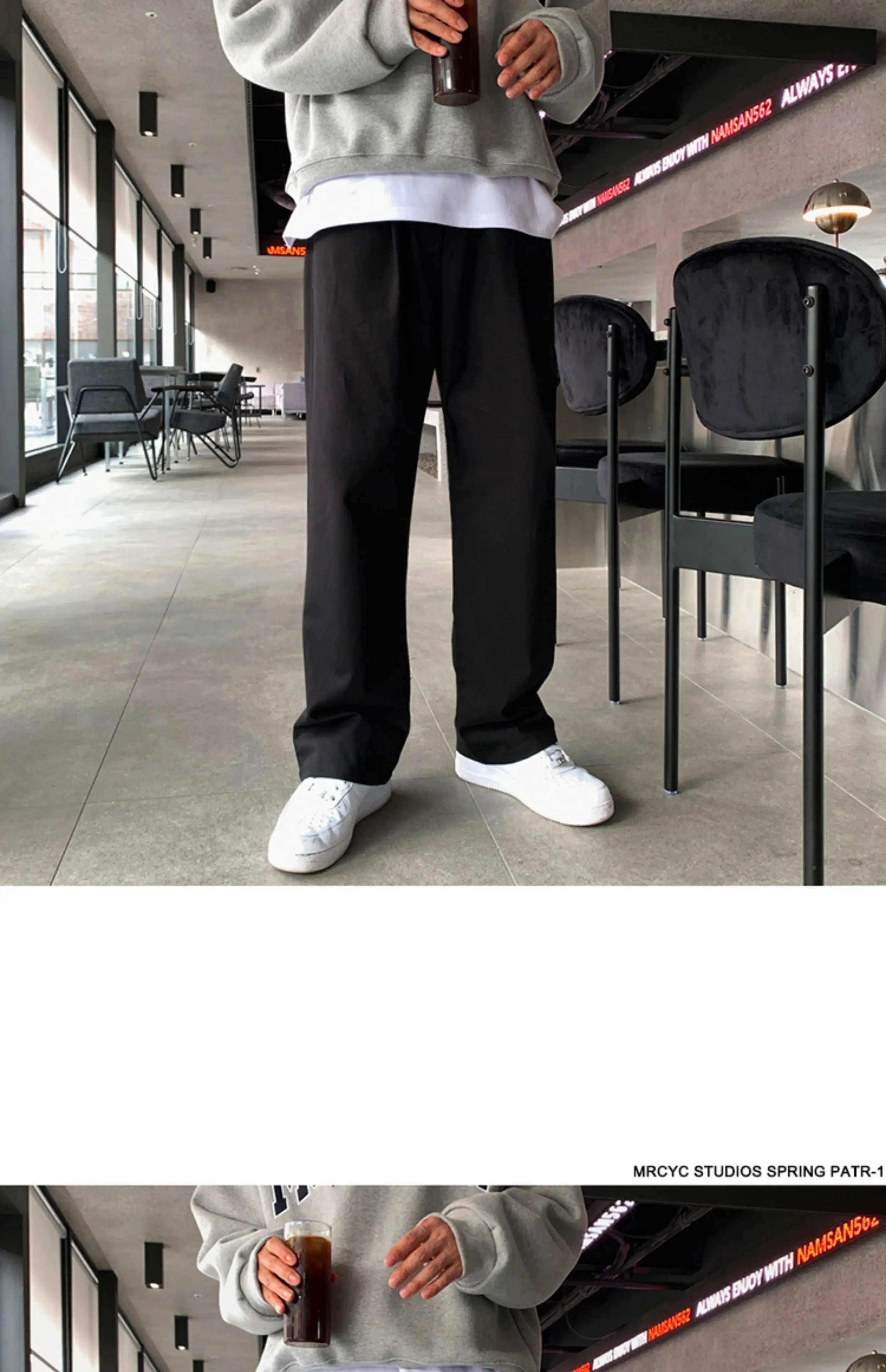 Threebooy Korean Style High-end Straight-leg Casual Pants Men's Spring Summer Loose Trousers American 2025 New Trendy Wide-leg Pants Chic