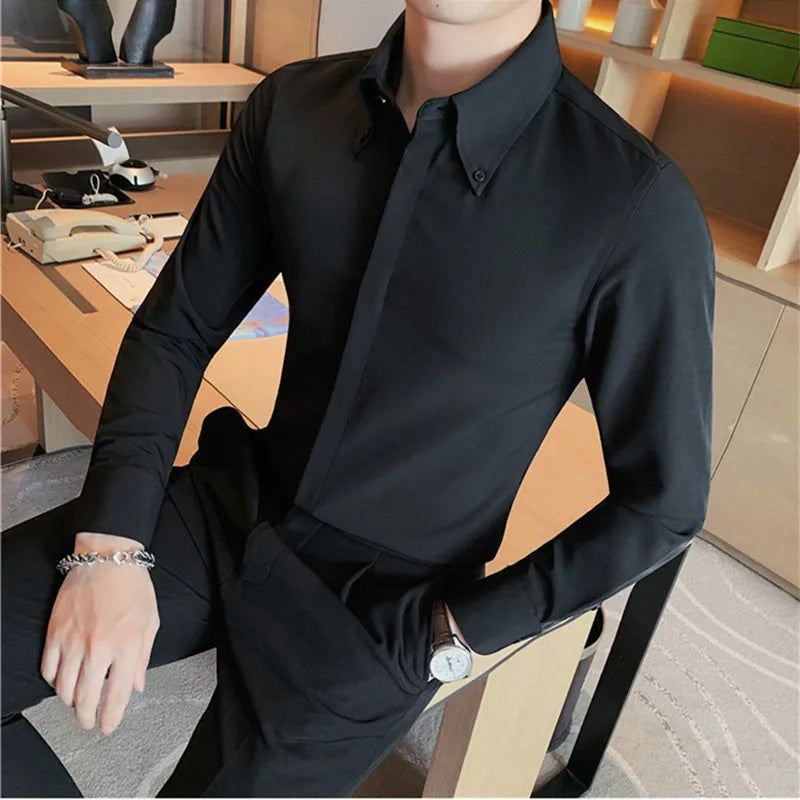 Threebooy High Quality Summer Men Dress Striped Shirts Short Sleeve Fashion Korean Slim Fit Casual Business Formal Wear Blouse Homme