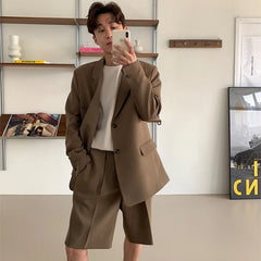 Threebooy Brown Black Suit Jacket Men Fashion Social Mens Dress Jacket Korean Loose Casual Suit Jacket Mens Office Formal Jacket Coat