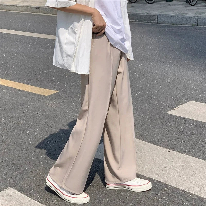Threebooy  New Japanese Retro Male Suit Pants Light Luxury Straight Draped Button-down Business Casual Pants Premium Slim Elegant Trousers