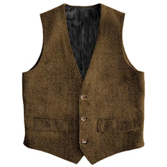 Threebooy  Men Vest Brown Herringbone Single Button Waistcoat Vintage Regular Slim For Wedding Banquet Work Business Casual Men Suit Vest