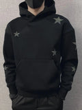 Threebooy Sweatshirt for Man Hooded Black Male Clothes Hoodies Star Sweat Shirt Emo Korean Style One Piece Novelty and Warm Loose