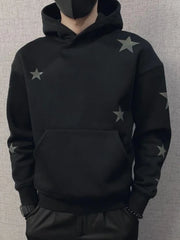 Threebooy Sweatshirt for Man Hooded Black Male Clothes Hoodies Star Sweat Shirt Emo Korean Style One Piece Novelty and Warm Loose