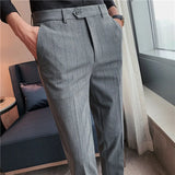 Threebooy Classic Stripe Men Dress Pants Formal Business Office Social Suit Pants High Quality Streetwear Casual Pencil Trousers Costume