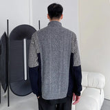 Threebooy Fashion Menswear Thickened Plaid Color Block Patchwork Chic Sweater New Loose Warm Autumn Winter Knitting Pullovers