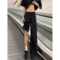 Threebooy Summer Pink Thin Pants Men Fashion Black Casual Pants Men Streetwear Hip-hop Loose Wide Leg Pants Mens Ice Silk Trousers