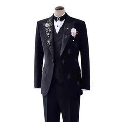 Threebooy  Luxury Beaded Wedding Groom Tuxedos 2 Piece Blazer Pants Peak Lapel One Button Formal Occasion Prom Party Banquet