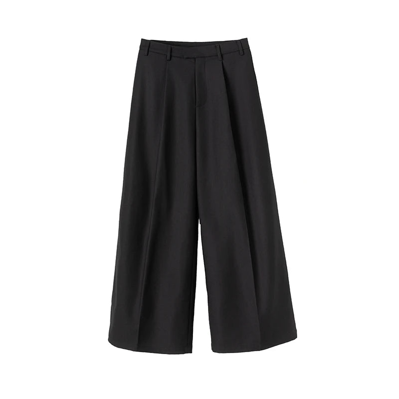 Threebooy  Spring Autumn Long Black Flowy Baggy Wide Leg Pants for Mens Loose Chic Luxury Designer Clothes Soft Trousers 2025