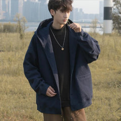 Threebooy High Quality Men's Waffle Sweatshirt Korea Version Hooded Couple Coat Ins Hop Thickened Harajuku Men Women Jacket Oversize M-3XL