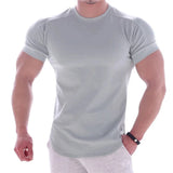 Threebooy Men Short sleeve fashion t-shirt Gyms Fitness Sports Cotton T-Shirt Male Bodybuilding Skinny Tee shirt Summer Tops Clothes