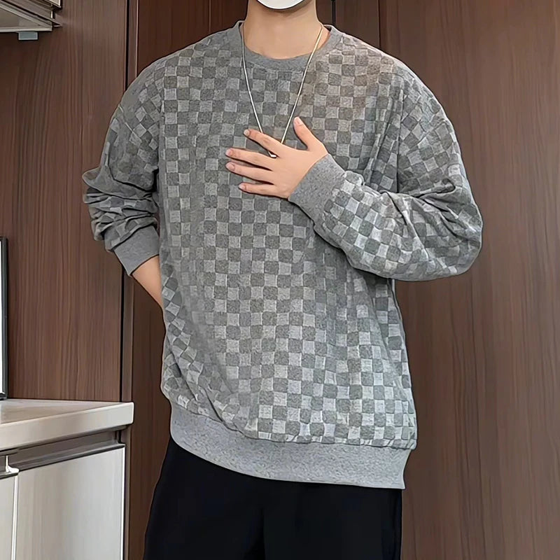 Threebooy Spring Hoodie Men Fashion Casual Black Plaid Sweatshirt Men Streetwear Hip-hop Loose Pullover Hoodie Mens Hoody Plus Size 4XL
