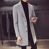 Threebooy Windbreaker Jacket Men Trench Coat Autumn Winter New Wool Blend Pure Color Casual Business Fashion Slim Clothing